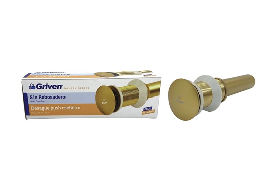 [GV-GL220A-W] PO Plug Metalico sin Rebosadero GRIVEN Golden Series