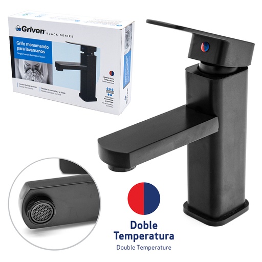 [A367-BF601-3-8] Grifo Monomando para Lavamanos GRIVEN Black Series