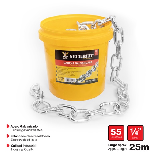 [A367-IC1-4] Cadena Galvanizada 1/4" SECURITY