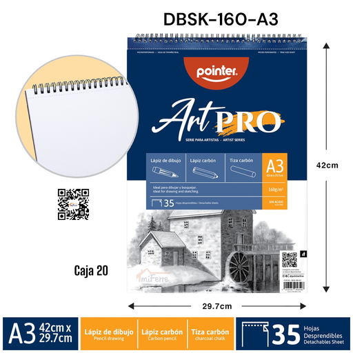 [DBSK-160-A3] Bloc de Dibujo A3 (35hojas) POINTER ArtPRO