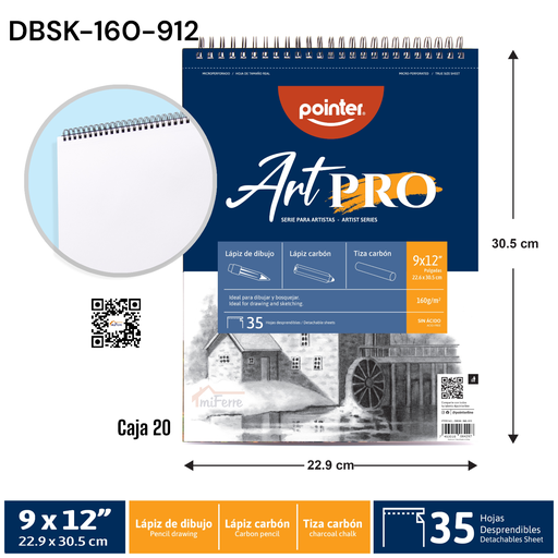 [DBSK-160-912] Bloc de Dibujo 9 X 12" (35hojas) POINTER ArtPRO