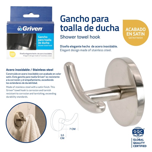 [GV-SF60200-CH] Gancho para Toalla de Ducha GRIVEN