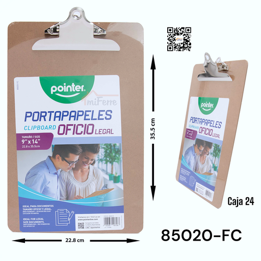 [85020-FC] Portapapeles Oficio Legal 9 X 14" POINTER