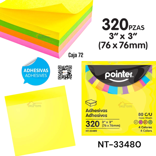 [NT-33480] Notas Adhesivas 3 X 3" 320pza POINTER