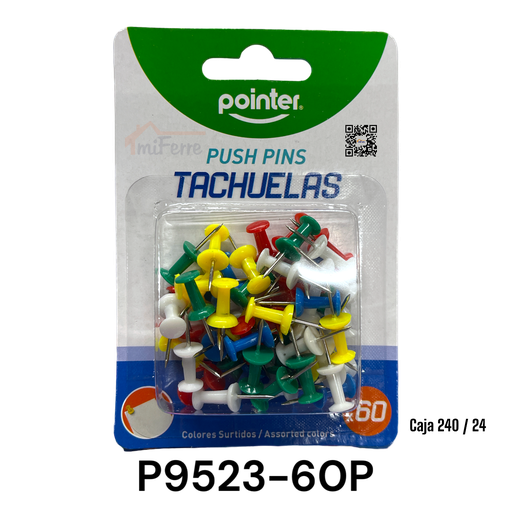 [P9523-60P] Tachuelas de Colores 60pza POINTER