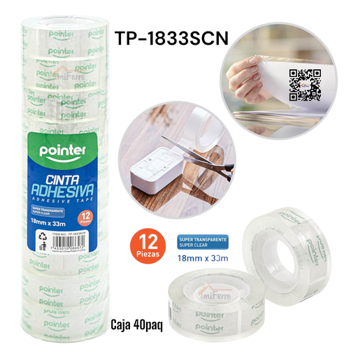 [TP-1833SCN] Cinta Adhesiva 18mm X 33m POINTER (docena)