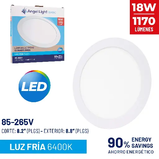 [ALB-PB001-18W] Lampara Led de Techo Ultradelgada Redonda 18W 6400K ANGEL LIGHT Basic