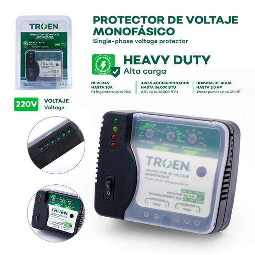 [TR-VP6] Protector de Voltaje Monofasico 220V TROEN