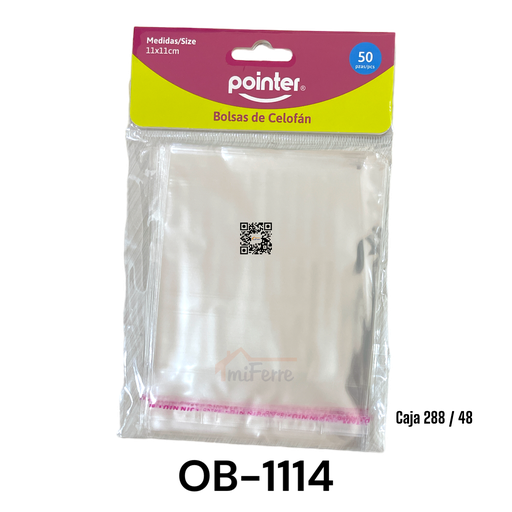 [OB-1114] Bolsa de Celofan 11 X 11cm 50pza POINTER