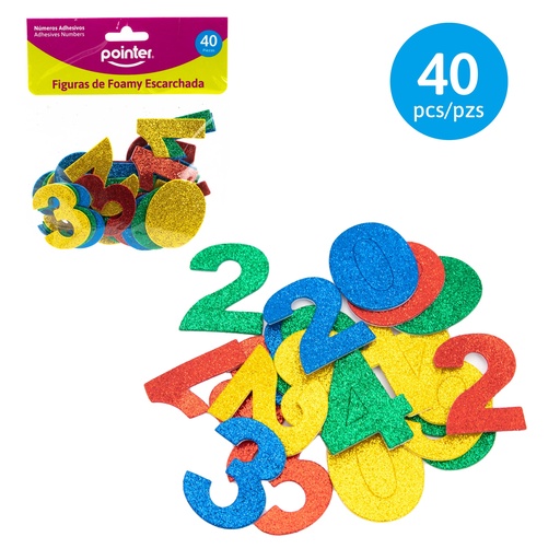 [EVA-7135] Numeros Foamy Escarchado Adhesivos 40pza POINTER