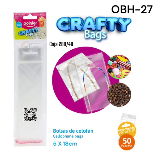 [OBH-27] Bolsa Celofan 5 X 18cm 50pza Perforada POINTER