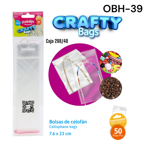 [OBH-39] Bolsa Celofan 7.6 X 23cm 50pza Perforada POINTER