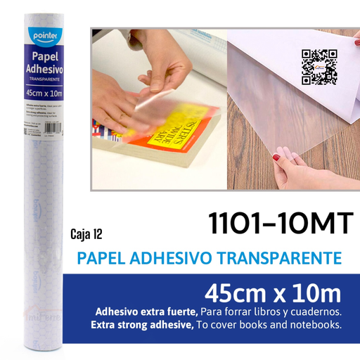 [1101-10MT] Papel Adhesivo Transparente 45cm X 10m POINTER