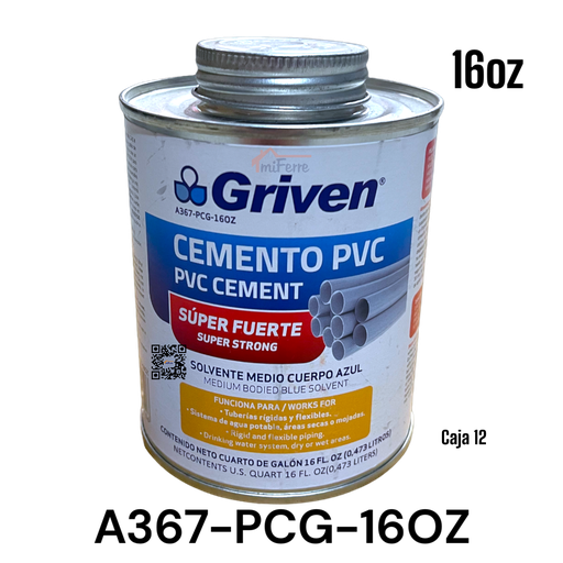 [A367-PCG-16OZ] Pegamento PVC 16oz GRIVEN