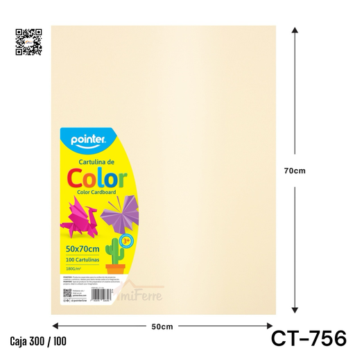 [CT-756] Cartulina 50 X 70cm 100pza POINTER Amarilla