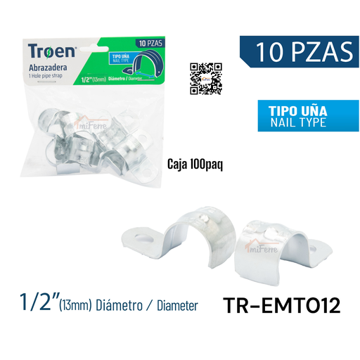 [TR-EMT012] Grapas 1/2" (1 oreja) 10pza TROEN