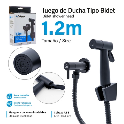 [GV-BF995] Juego de Ducha Tipo Bidet GRIVEN Black Series
