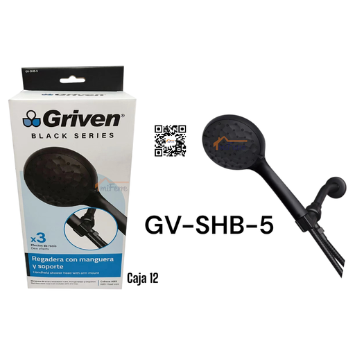 [GV-SHB-5] Regadera con Manguera y Soporte GRIVEN Black Series
