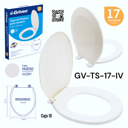 [GV-TS-17-IV] Tapa de Plastico para Inodoro 17" Ivory GRIVEN