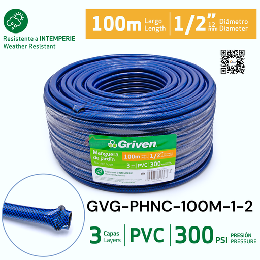 [GVG-PHNC-100M-1-2] Manguera Reforzada para Agua 1/2" X 100m GRIVEN