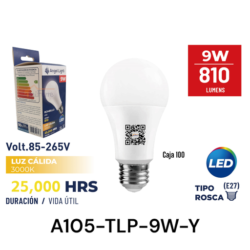 [A105-TLP-9W-Y] Bombillo Led 9W 3000K ANGEL LIGHT