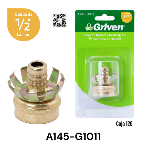 [A145-G1011] Conector Hembra para Manguera 1/2" GRIVEN