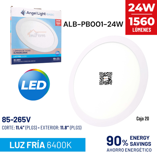 [ALB-PB001-24W] Lampara Led de Techo Ultradelgada Redonda 24W 6400K ANGEL LIGHT Basic