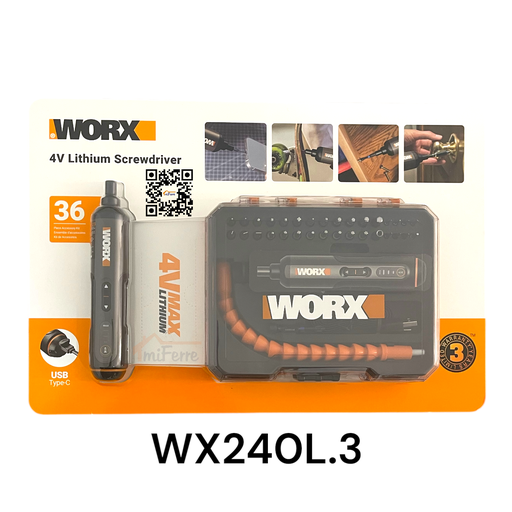 [WX240L.3] Worx 4V Lithium Screwdriver 36pcs