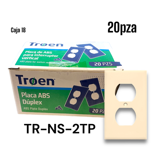 [TR-NS-2TP] Tapa Plastica para Toma Doble Crema TROEN