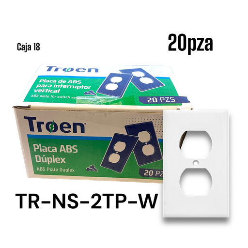 [TR-NS-2TP-W] Tapa Plastica para Toma Doble Blanca TROEN