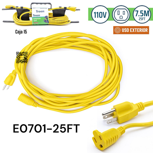 [E0701-25FT] Extension Electrica 25ft TROEN