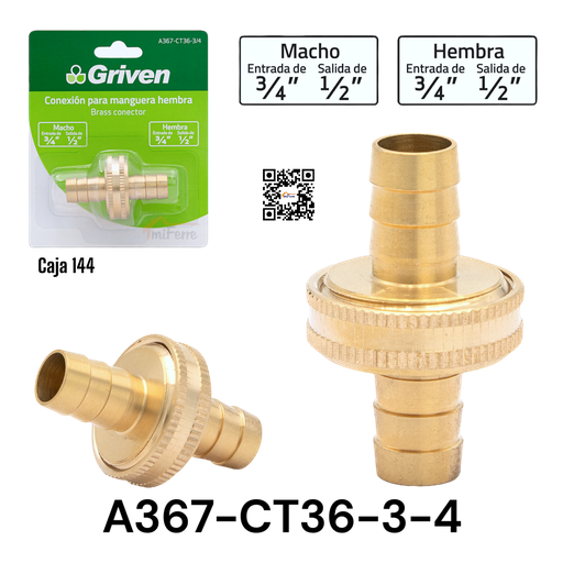 [A367-CT36-3-4] Conexion para Manguera Hembra GRIVEN