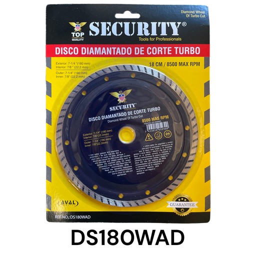 [DS180WAD] Disco Diamantado de Corte Turbo 7-1/4" SECURITY