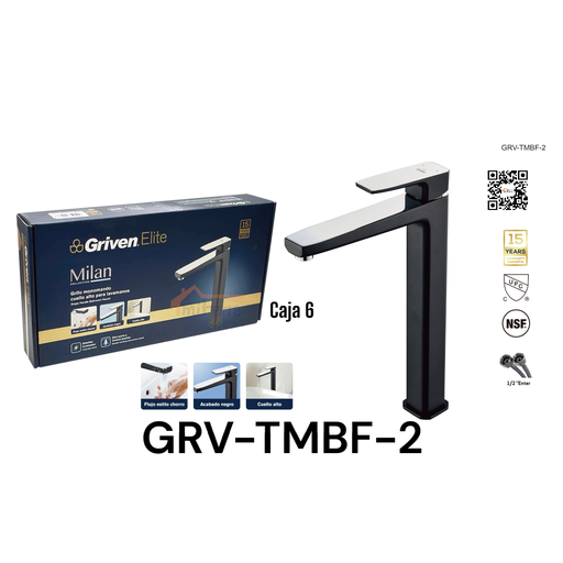 [GRV-TMBF-2] Grifo Monomando Cuello Alto para Lavamanos Milan GRIVEN Elite