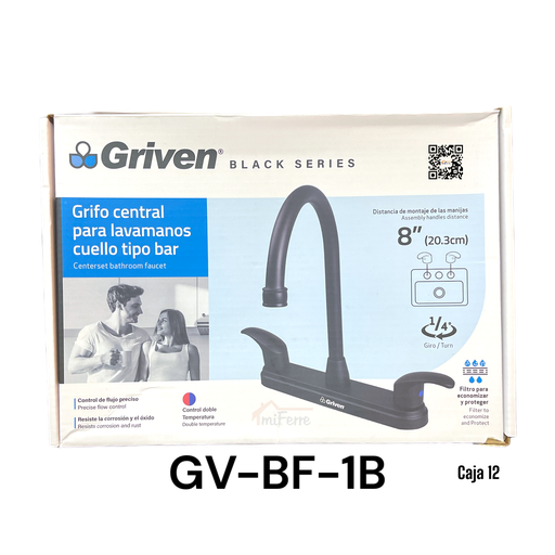[GV-BF-1B] Grifo para Fregadero Doble Manija Cuello Alto GRIVEN Black Series