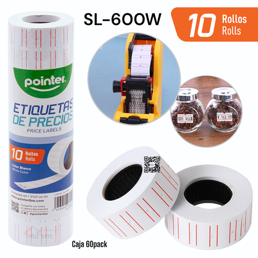 [SL-600W] Etiquetas de Precios 10pza POINTER