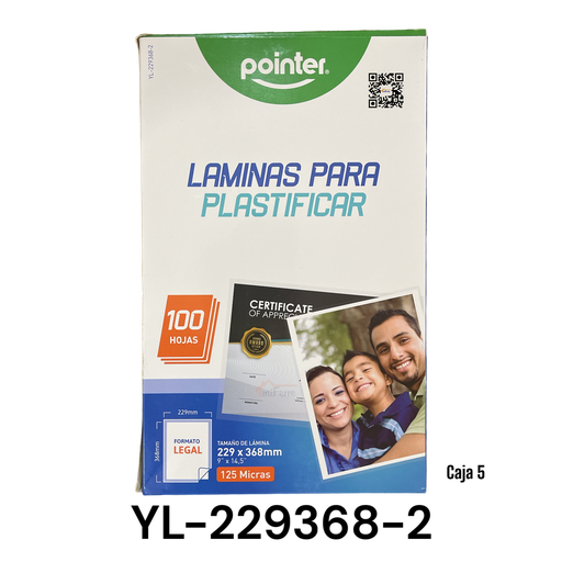 [YL-229368-2] Laminas para Plastificar 9 X 14" 125micras 100pza POINTER