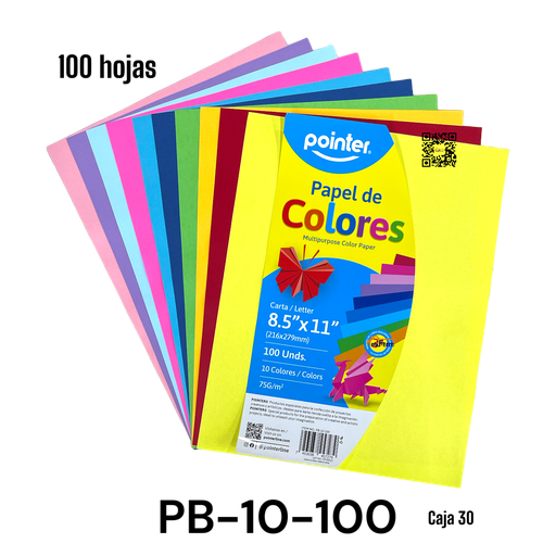 [PB-10-100] Papel de Colores 100pza POINTER