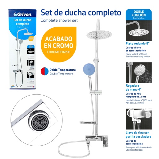 [A367-SH-8T-C1] Set de Ducha Completo GRIVEN