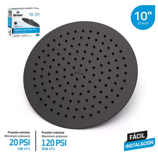 [GV-SHB10-R] Regadera Tipo Lluvia 10" GRIVEN Black Series