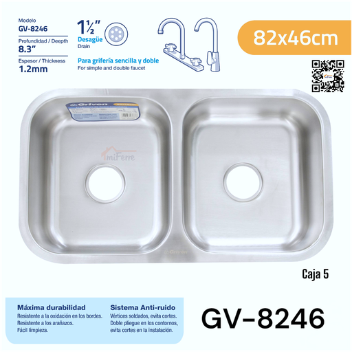 [GV-8246] Fregador Doble 82 X 46cm GRIVEN