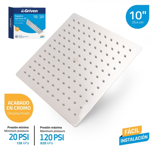 [GV-SHC10-S] Regadera Tipo Lluvia 10" GRIVEN