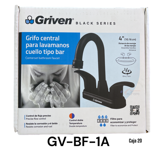[GV-BF-1A] Grifo Central para Lavamanos Tipo Bar GRIVEN Black Series