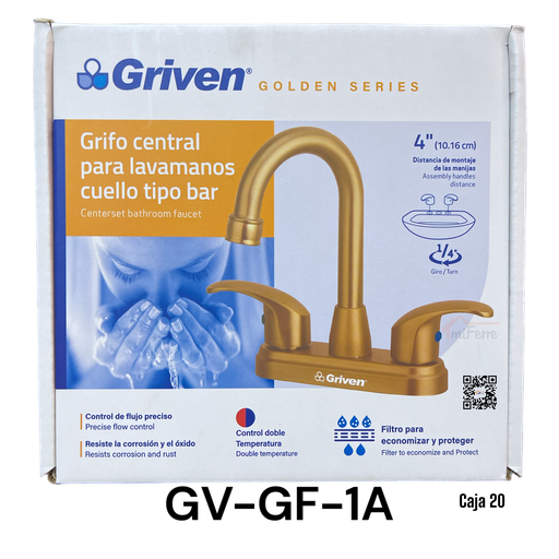 [GV-GF-1A] Grifo Central para Lavamanos Tipo Bar GRIVEN Golden Series